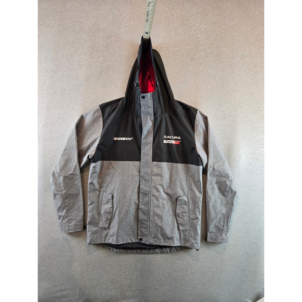 Acura Motorsports Type S Jacket Mens Large Gray Black HPD Racing Hooded Jacket